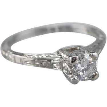 Engraved Transition Cut Diamond Solitaire Ring - image 1