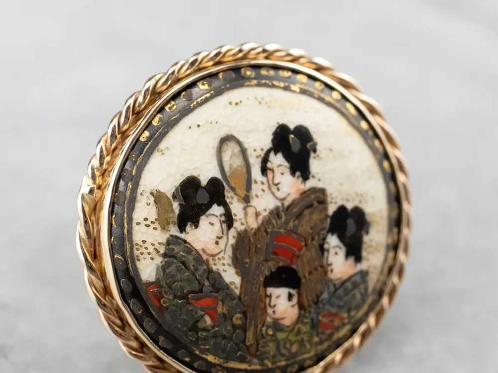Japanese Geisha Painted Porcelain Ring - image 4