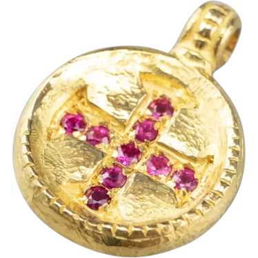 Portuguese Ruby Cross Medal Pendant