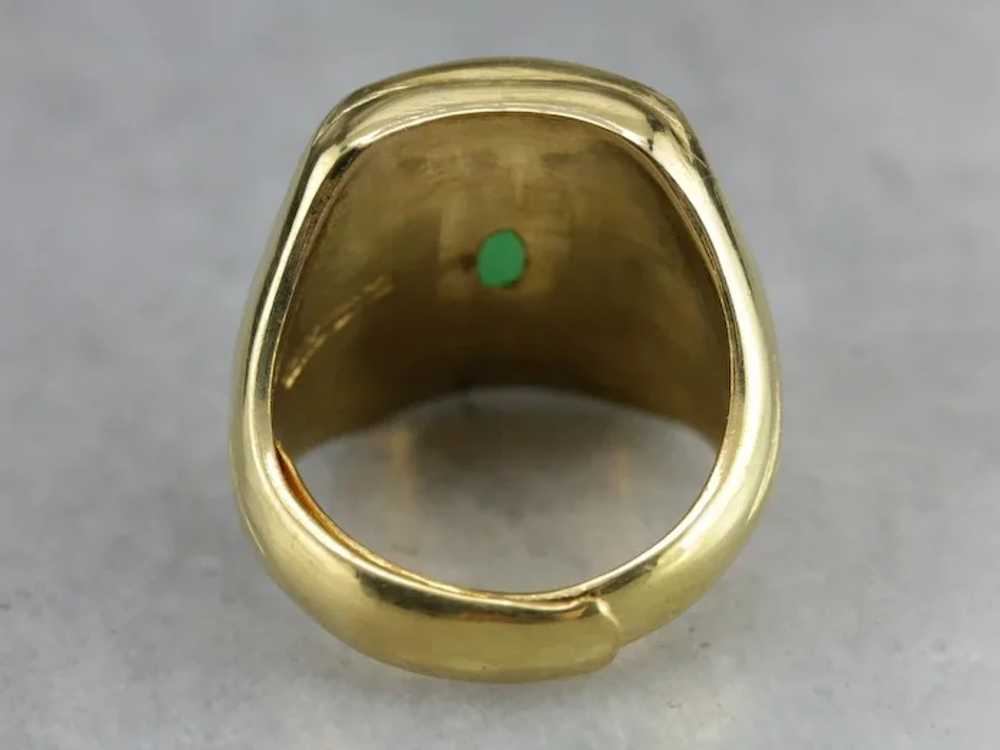 Men's Retro Era Jadeite Cabochon Ring - image 4
