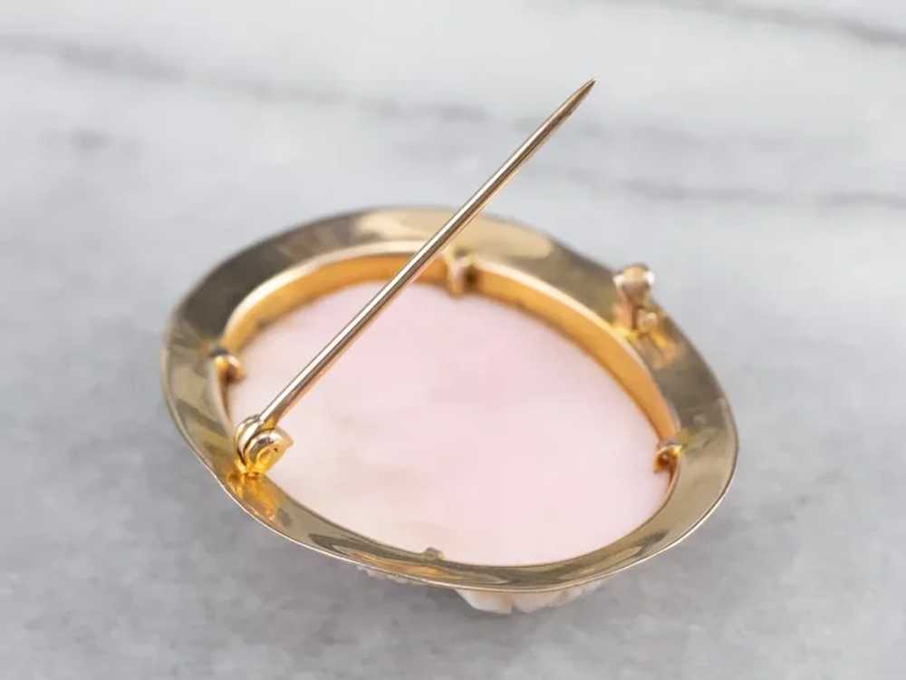 Sweet Pink Shell Cameo Brooch - image 7