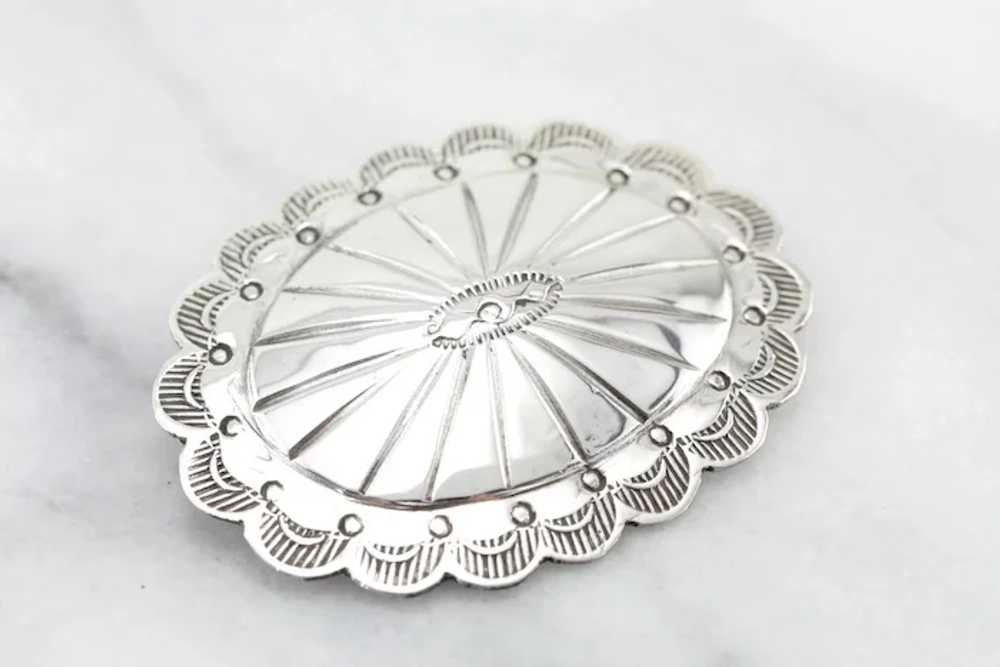 Vintage Sterling Silver Southwest Style Brooch - image 2