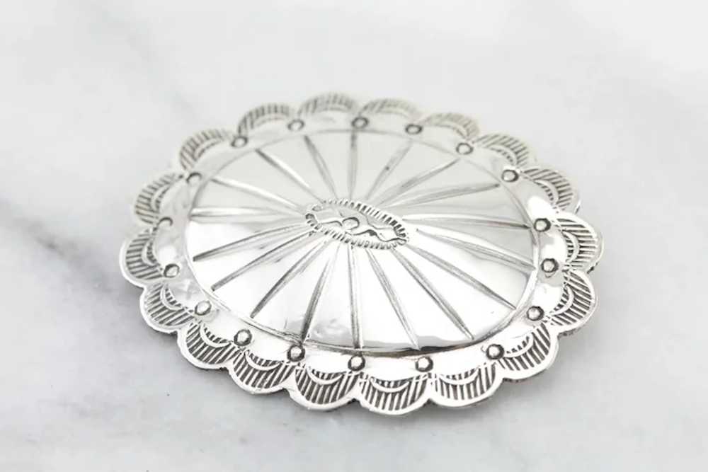 Vintage Sterling Silver Southwest Style Brooch - image 3