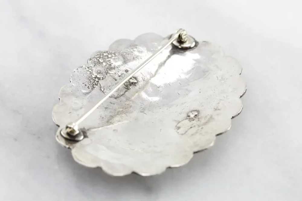 Vintage Sterling Silver Southwest Style Brooch - image 4