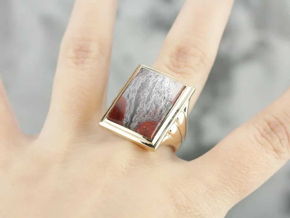 Men's Vintage Jasper Ring - image 5
