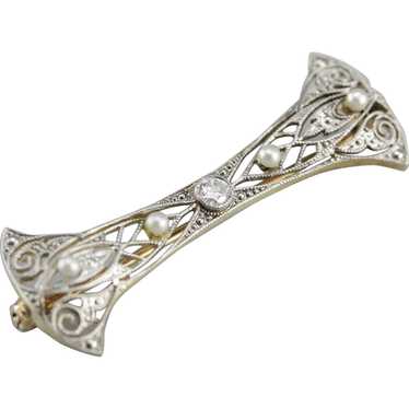 Art Deco Diamond Filigree Pin