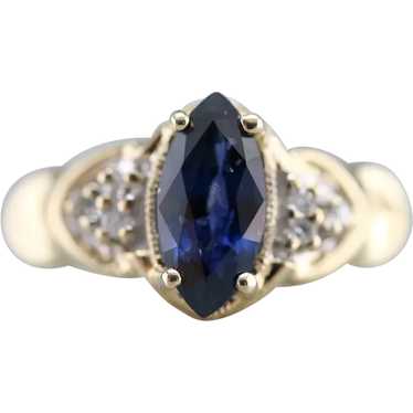 Vintage Marquise Sapphire and Diamond Ring - image 1