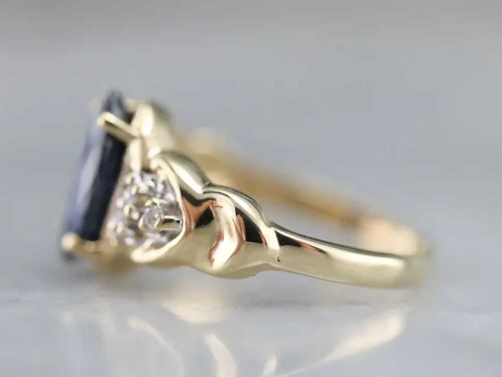 Vintage Marquise Sapphire and Diamond Ring - image 4