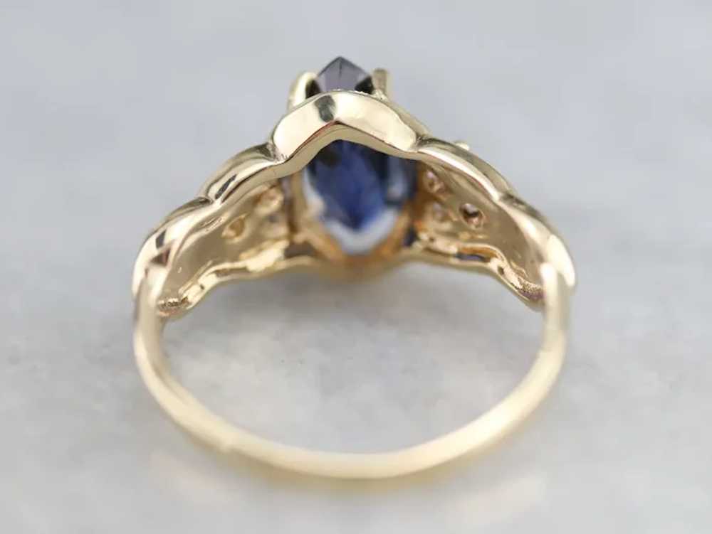 Vintage Marquise Sapphire and Diamond Ring - image 5