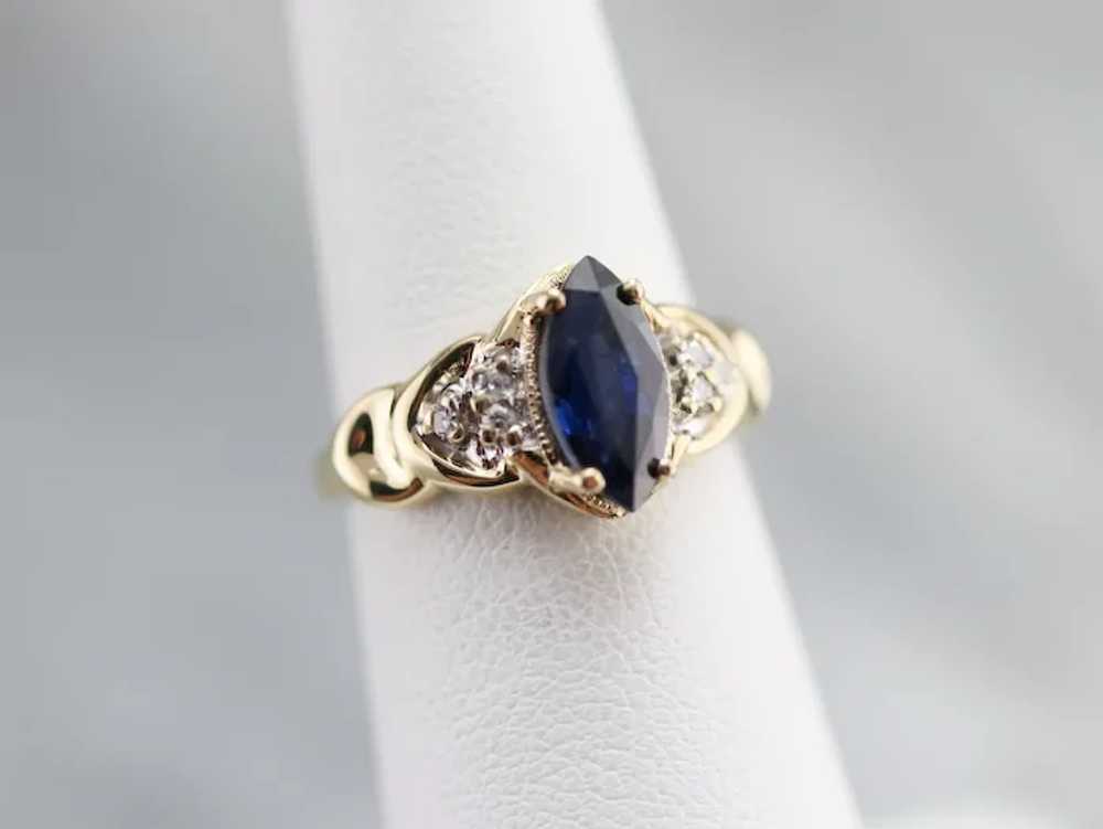 Vintage Marquise Sapphire and Diamond Ring - image 7