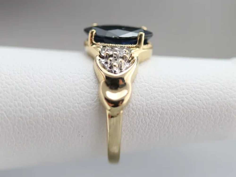 Vintage Marquise Sapphire and Diamond Ring - image 8