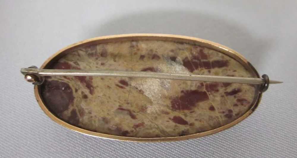 Antique Victorian Gold Filled Agate Oval Brooch - image 4