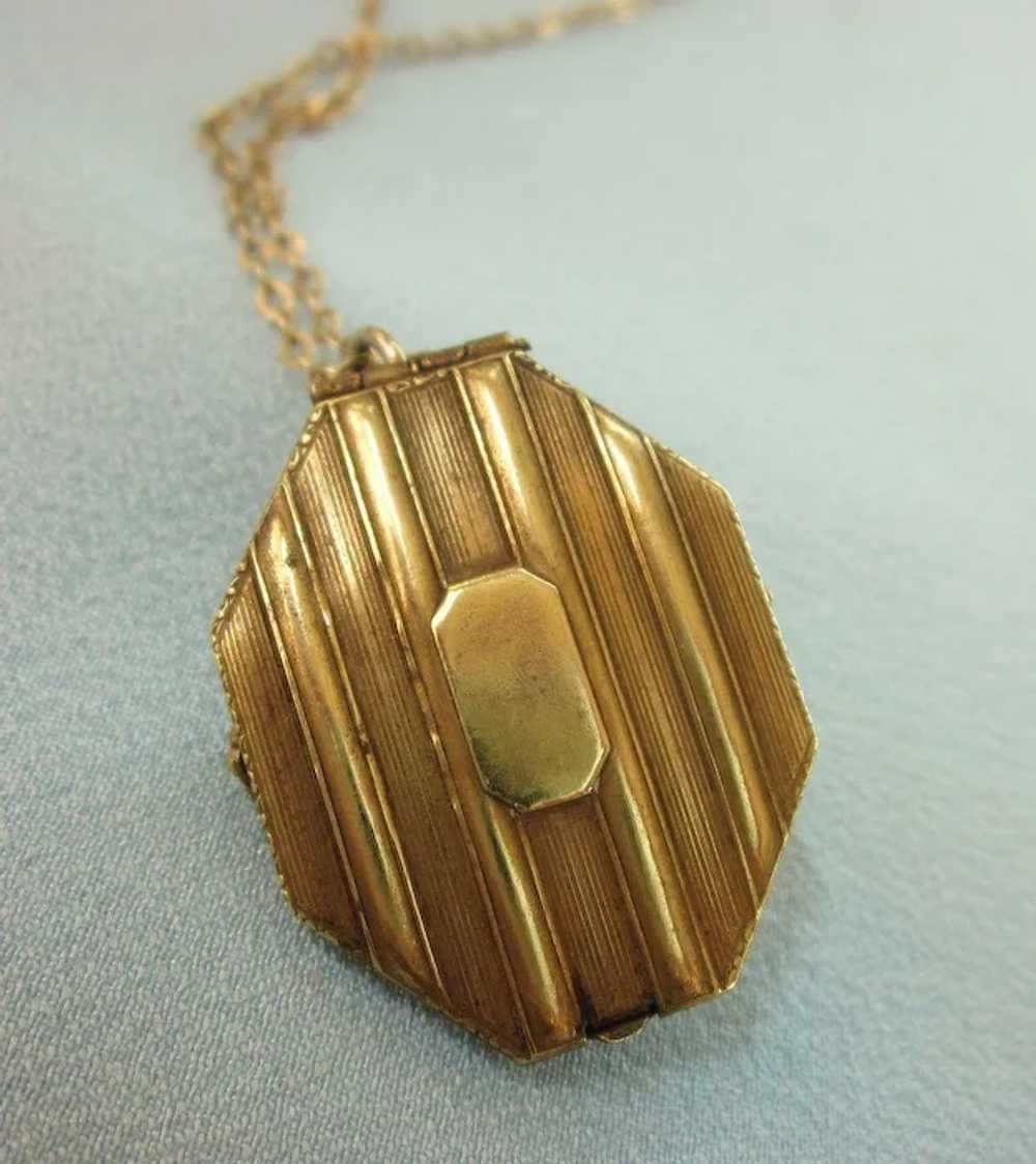 Ornate Vintage Gold Filled Locket With Red Stone … - image 3