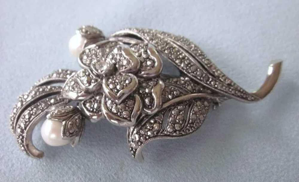 Signed K.J.L. for Avon Brooch in Silvertone With … - image 4