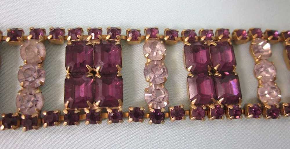 Mid-20th Century Purple and Clear Wide Rhinestone… - image 3