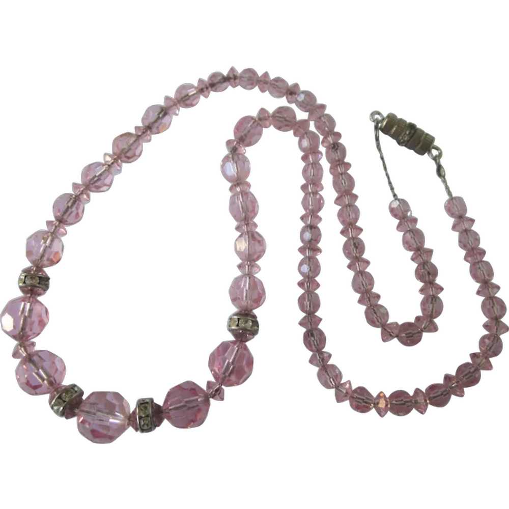 Vintage Pink Crystal and Rhinestone Rondelle Grad… - image 1
