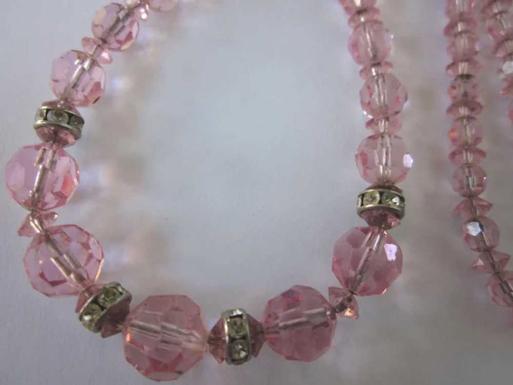 Vintage Pink Crystal and Rhinestone Rondelle Grad… - image 2