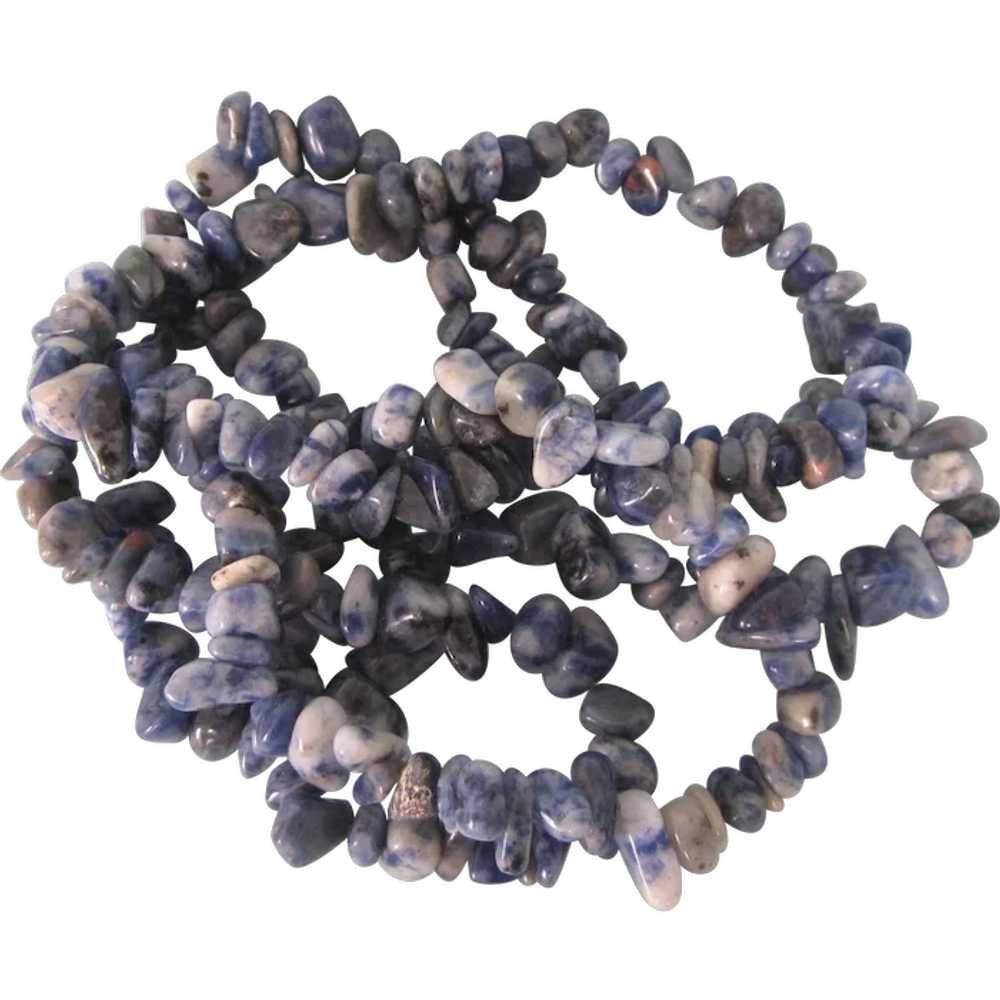 Vintage 36" Blue Sodalite Mineral Gemstone Chip R… - image 1