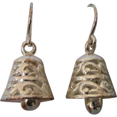 Vintage Bells Silverplate Filigree Pierced Earring