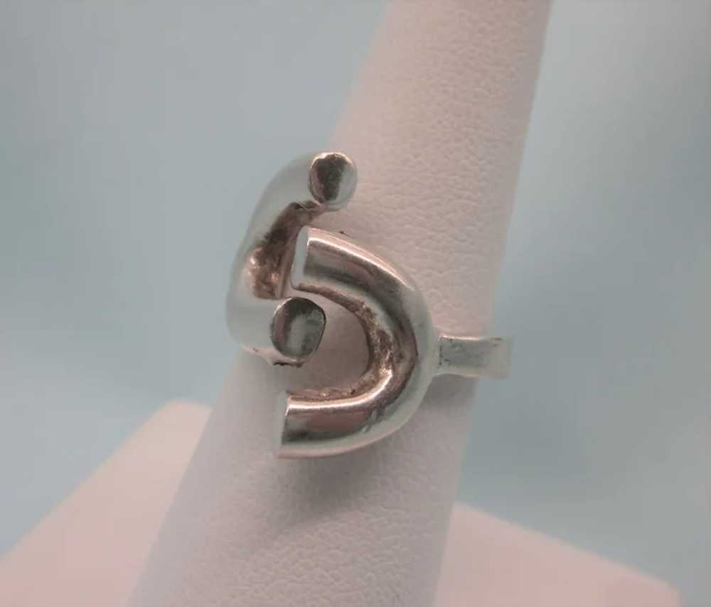 Vintage English Sterling Double U Design Ring, Si… - image 4