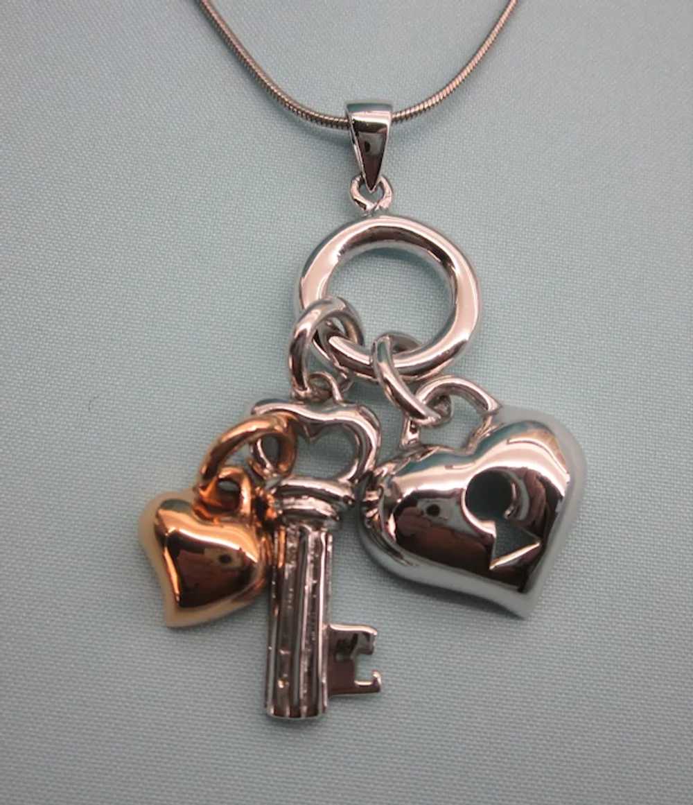 Gorgeous Sterling and Vermeil Heart and Key 'Char… - image 6