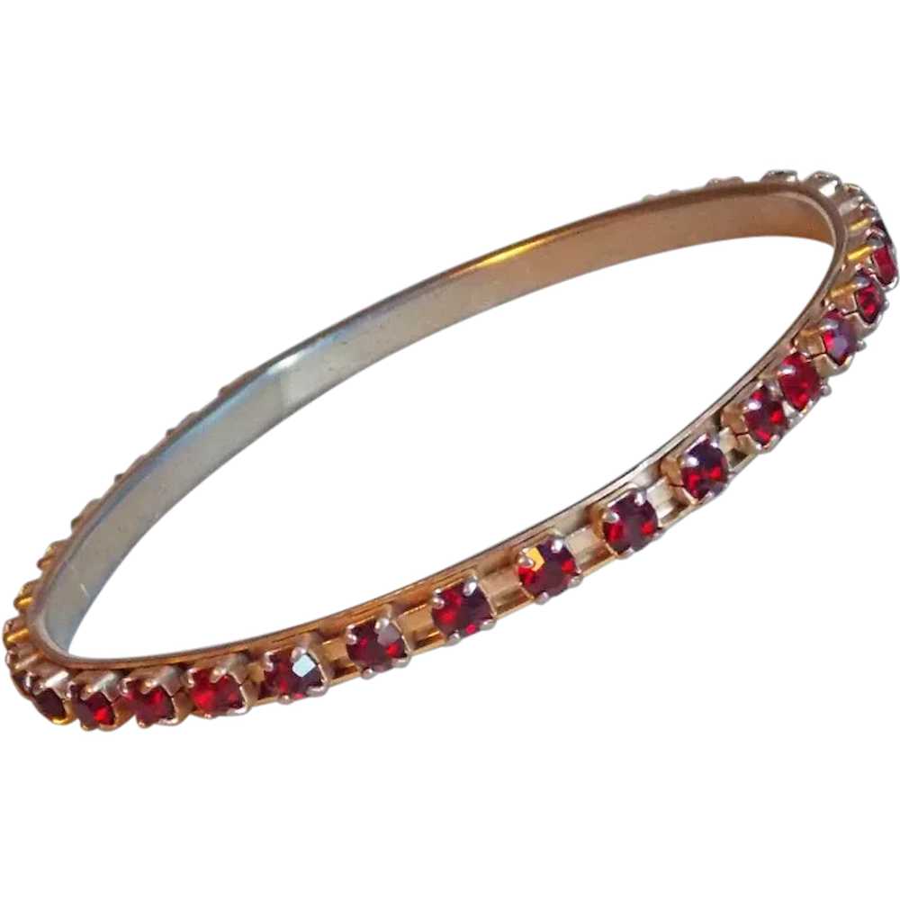 Gorgeous RED RHINESTONE Vintage Estate Bangle Bra… - image 1