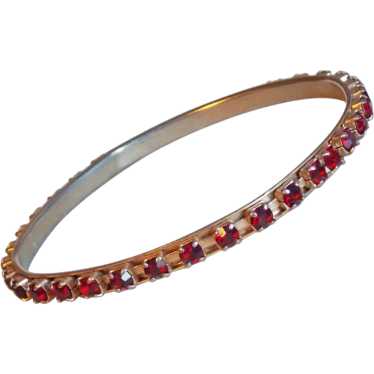 Gorgeous RED RHINESTONE Vintage Estate Bangle Bra… - image 1