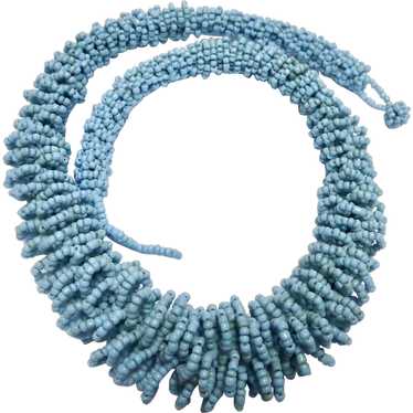 Fabulous Turquoise Glass Bead Graduated Ruffle Ne… - image 1