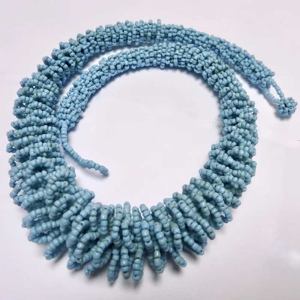 Fabulous Turquoise Glass Bead Graduated Ruffle Ne… - image 2