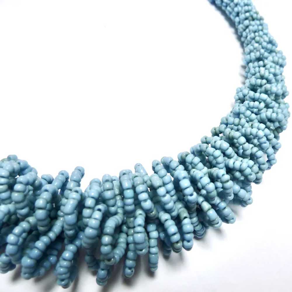 Fabulous Turquoise Glass Bead Graduated Ruffle Ne… - image 4