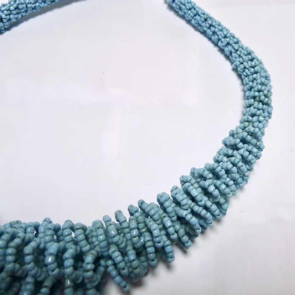 Fabulous Turquoise Glass Bead Graduated Ruffle Ne… - image 5