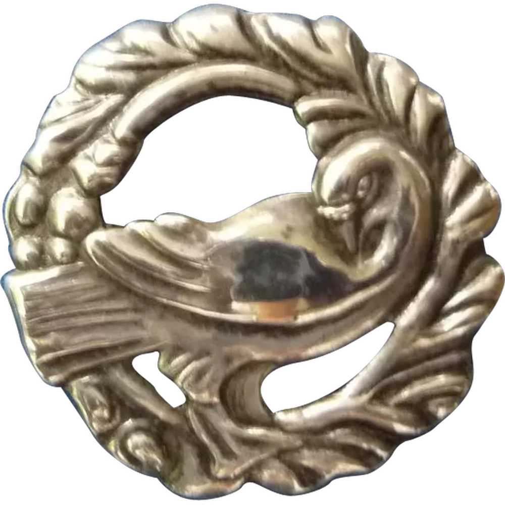 Vintage Silver Dove Pin - image 1