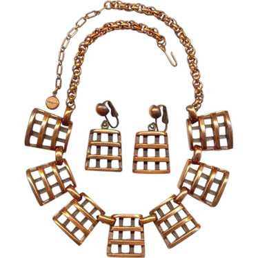 REBAJES Modernist Style Copper Necklace & Earring… - image 1