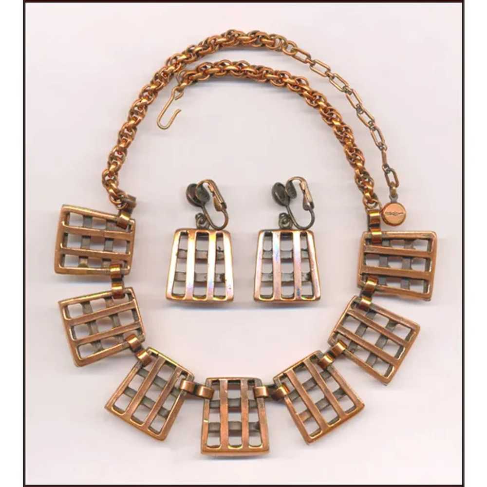 REBAJES Modernist Style Copper Necklace & Earring… - image 2