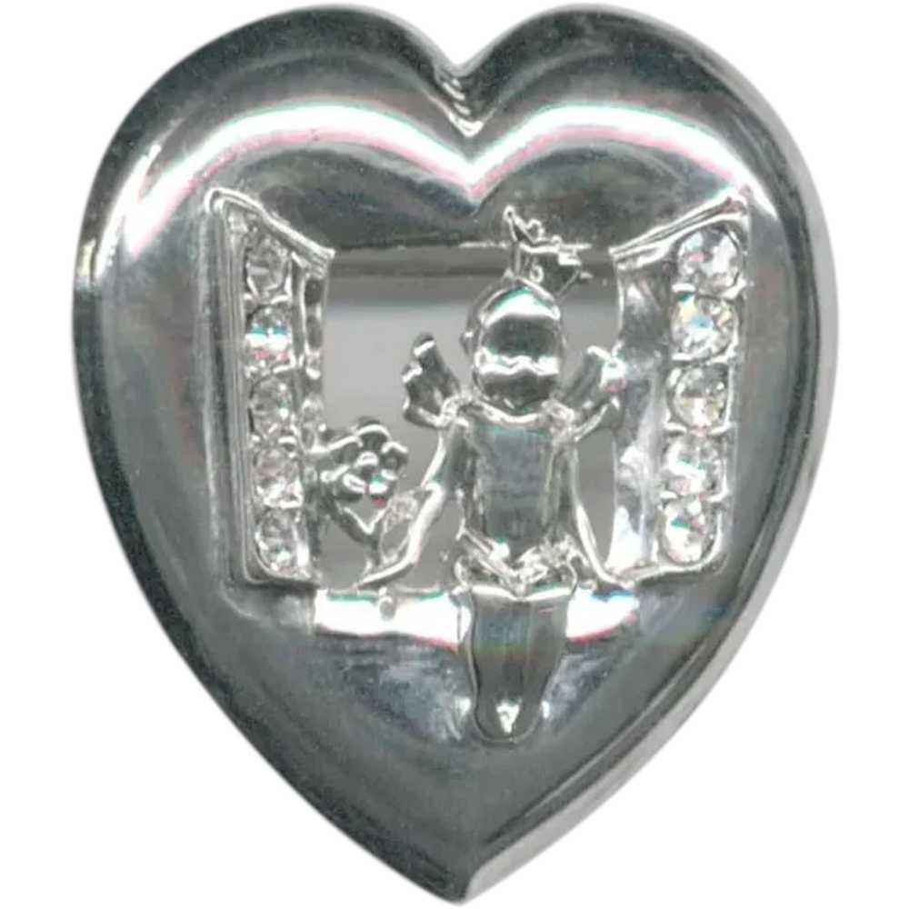 Silver Tone Heart and Angel/Cherub Pin - image 1