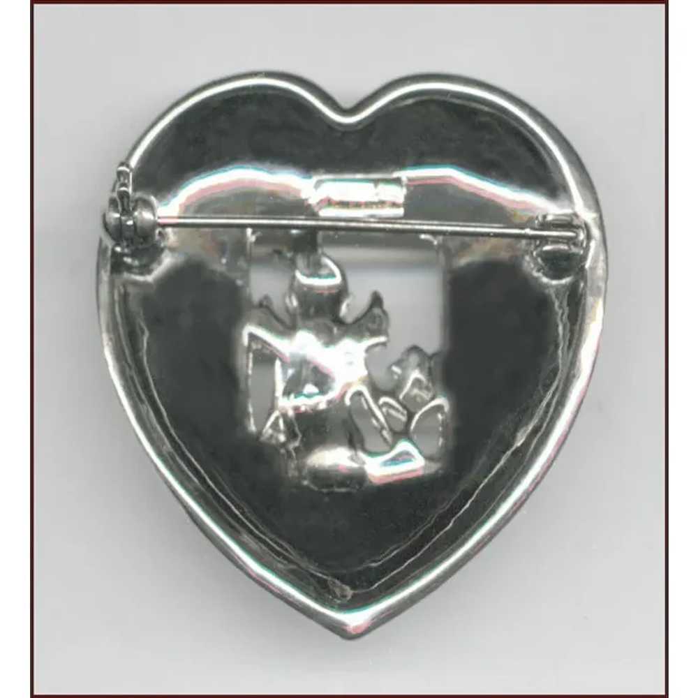 Silver Tone Heart and Angel/Cherub Pin - image 2