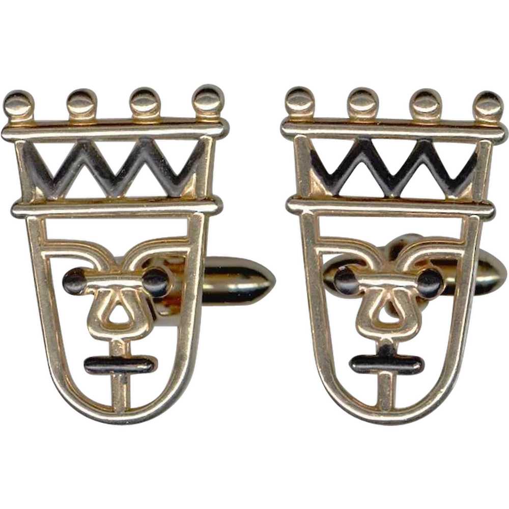 Amusing Caricature Stylized King with Crown Cuffl… - image 1