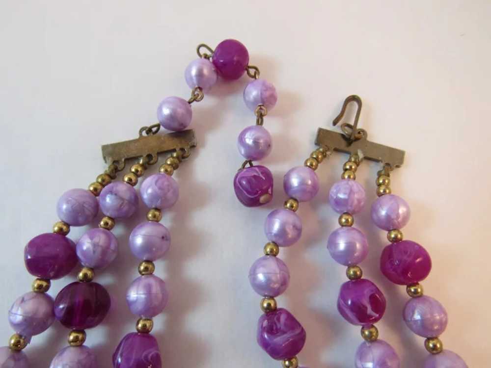 Triple Strand Purple Bead Necklace - image 7