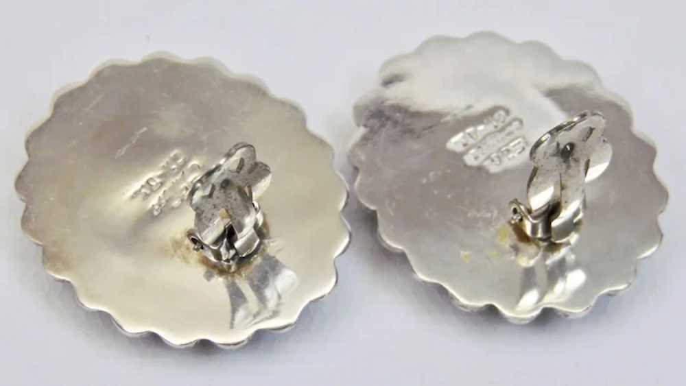 Sterling Silver Oval Cabochon Malachite Clip Earr… - image 4
