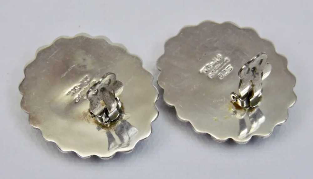 Sterling Silver Oval Cabochon Malachite Clip Earr… - image 5
