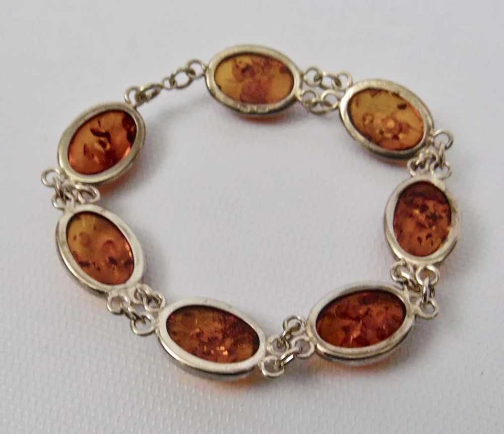 Baltic Amber Bracelet Sterling Silver Linked Form… - image 6