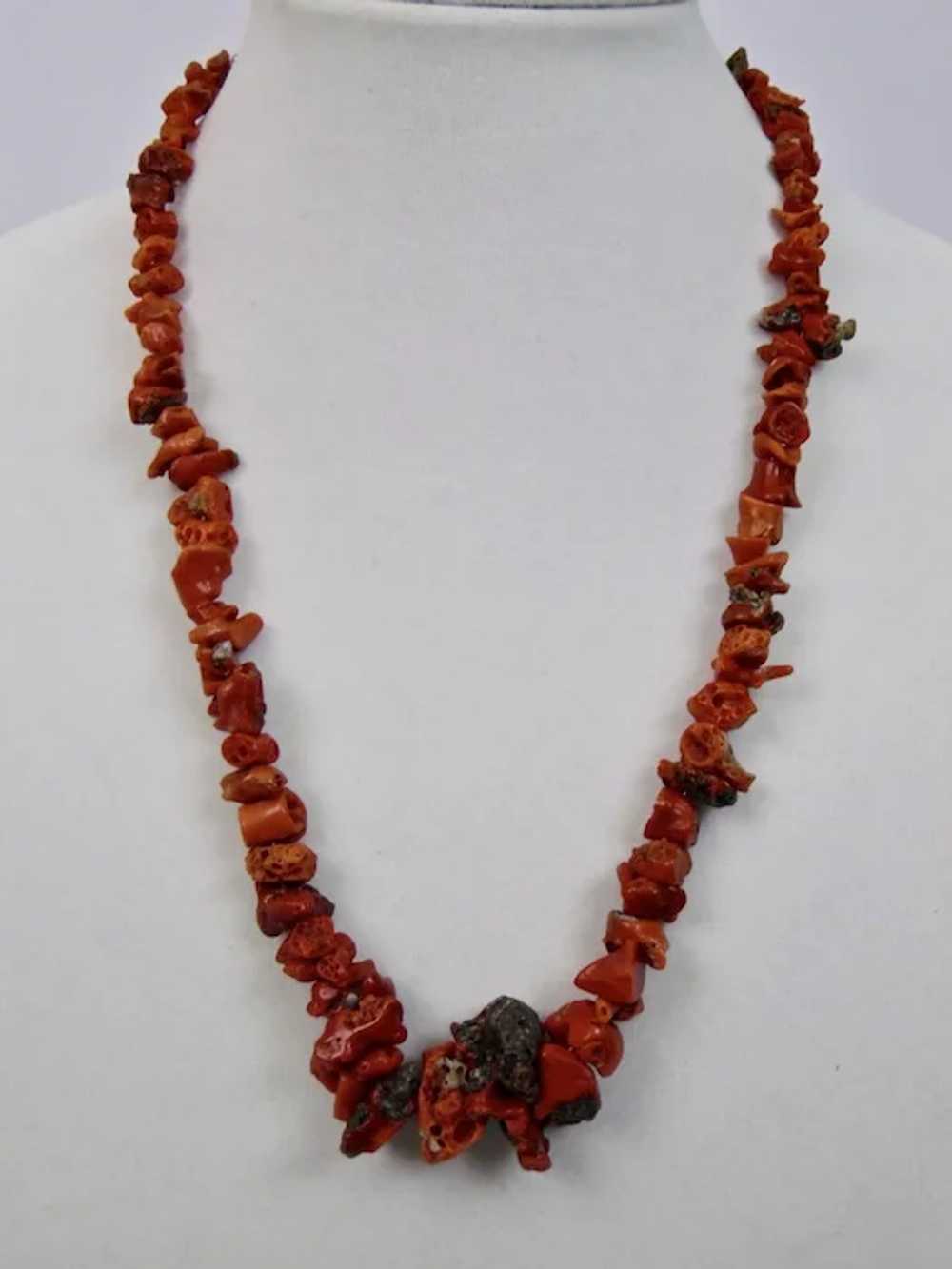 Red Coral Nuggets Necklace Native American Sterli… - image 2