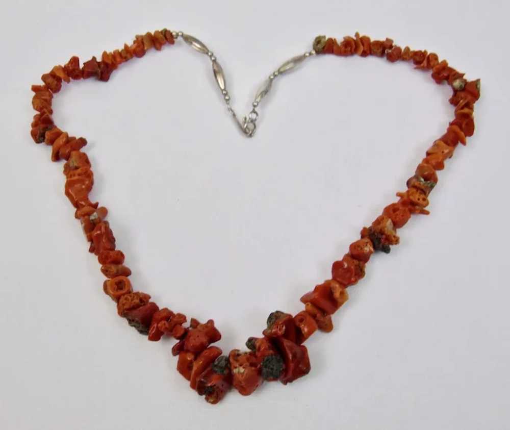 Red Coral Nuggets Necklace Native American Sterli… - image 5