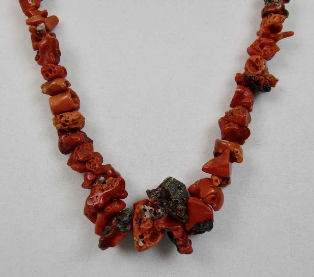 Red Coral Nuggets Necklace Native American Sterli… - image 8