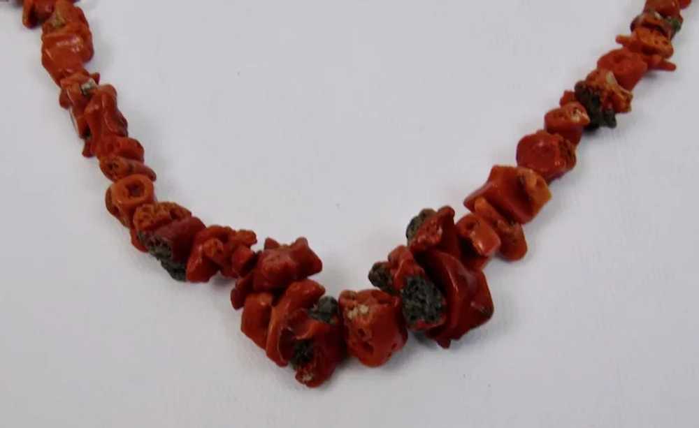 Red Coral Nuggets Necklace Native American Sterli… - image 9