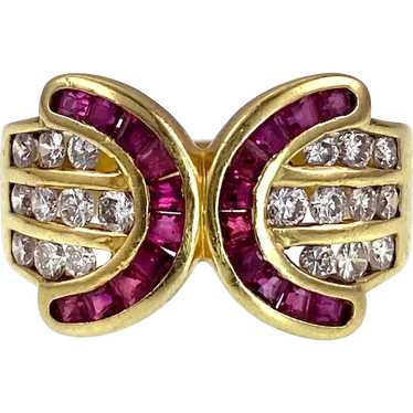 Retro 18K, Diamond & Ruby Ring