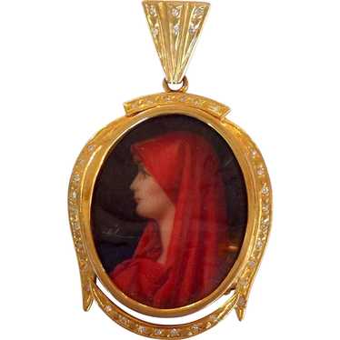 Fabiola Pendant Portrait Diamond 14 Karat Gold 2" - image 1