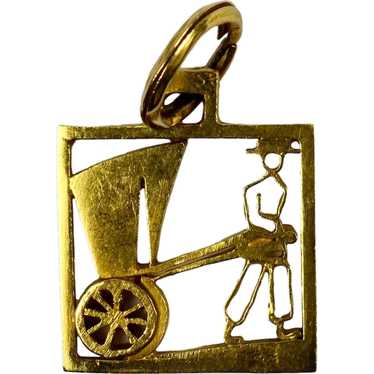 Rickshaw 18K Yellow Gold Square Charm Pendant - image 1