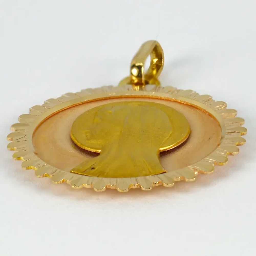 French Virgin Mary 18K Yellow Gold Medal Pendant - image 2