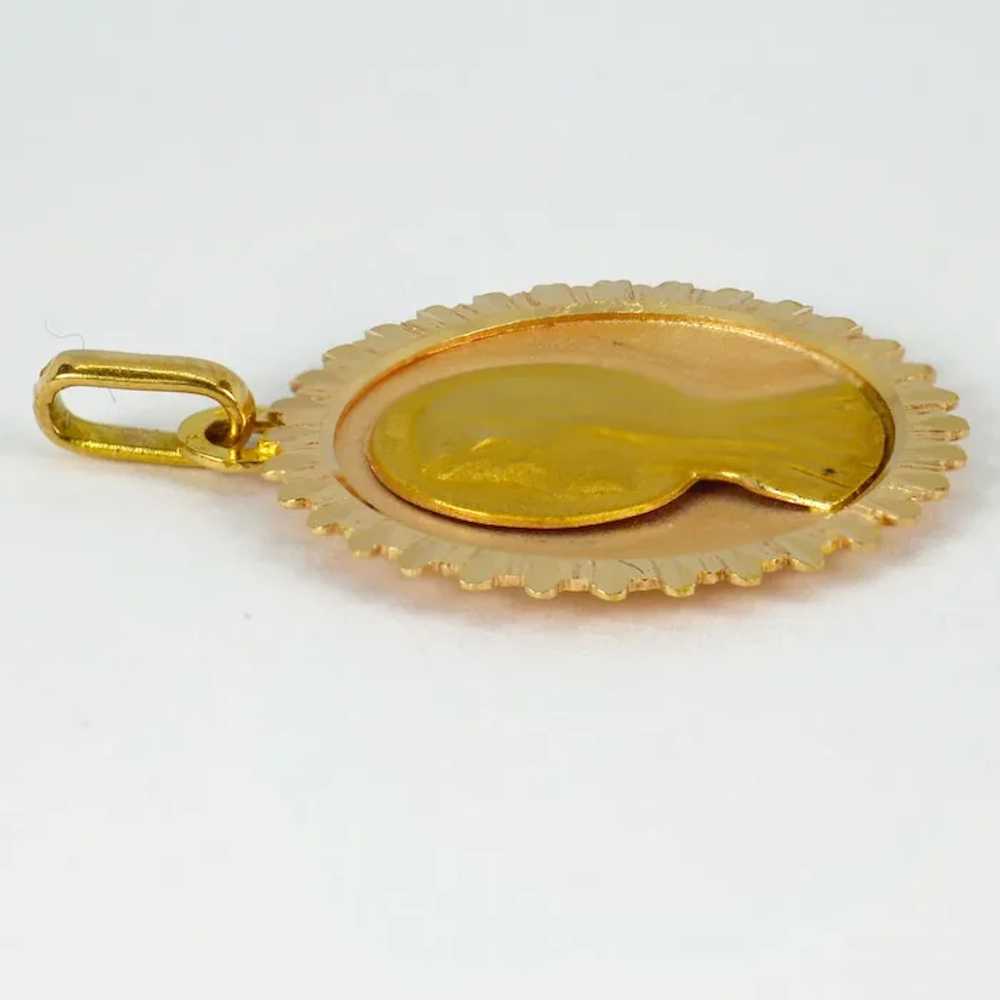 French Virgin Mary 18K Yellow Gold Medal Pendant - image 3